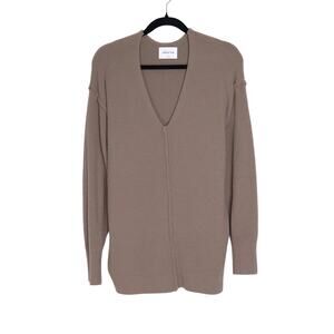 WILFRED FREE Hush Knit V Neck Sweater Shitake Chenille Plush Oversized Women's S